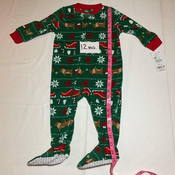 Carter's Baby Boy Green Fair Isle One-Piece Footed Pajamas Holiday Christmas NWT - Picture 5 of 6